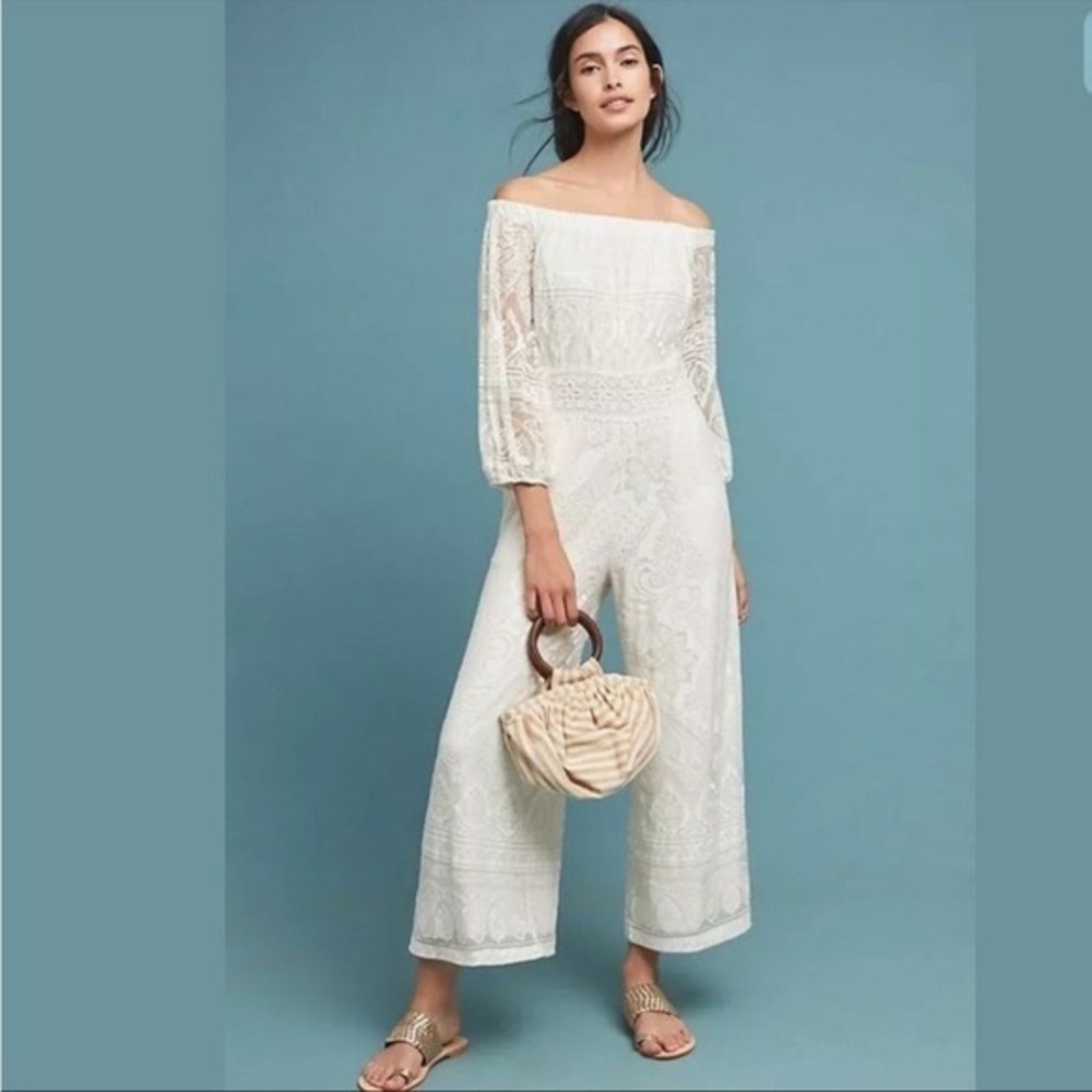 Anthropologie Farm Rio Elliot Off-the-Shoulder Jumpsuit Size S - Picture 1 of 11